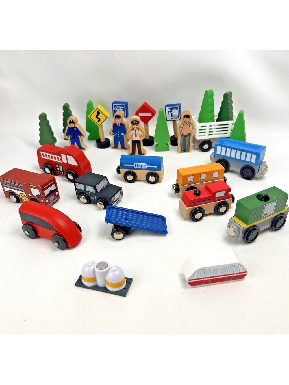 Brio Compatible Wooden Railway Toy Trains Cars Trucks Signs People & Trees